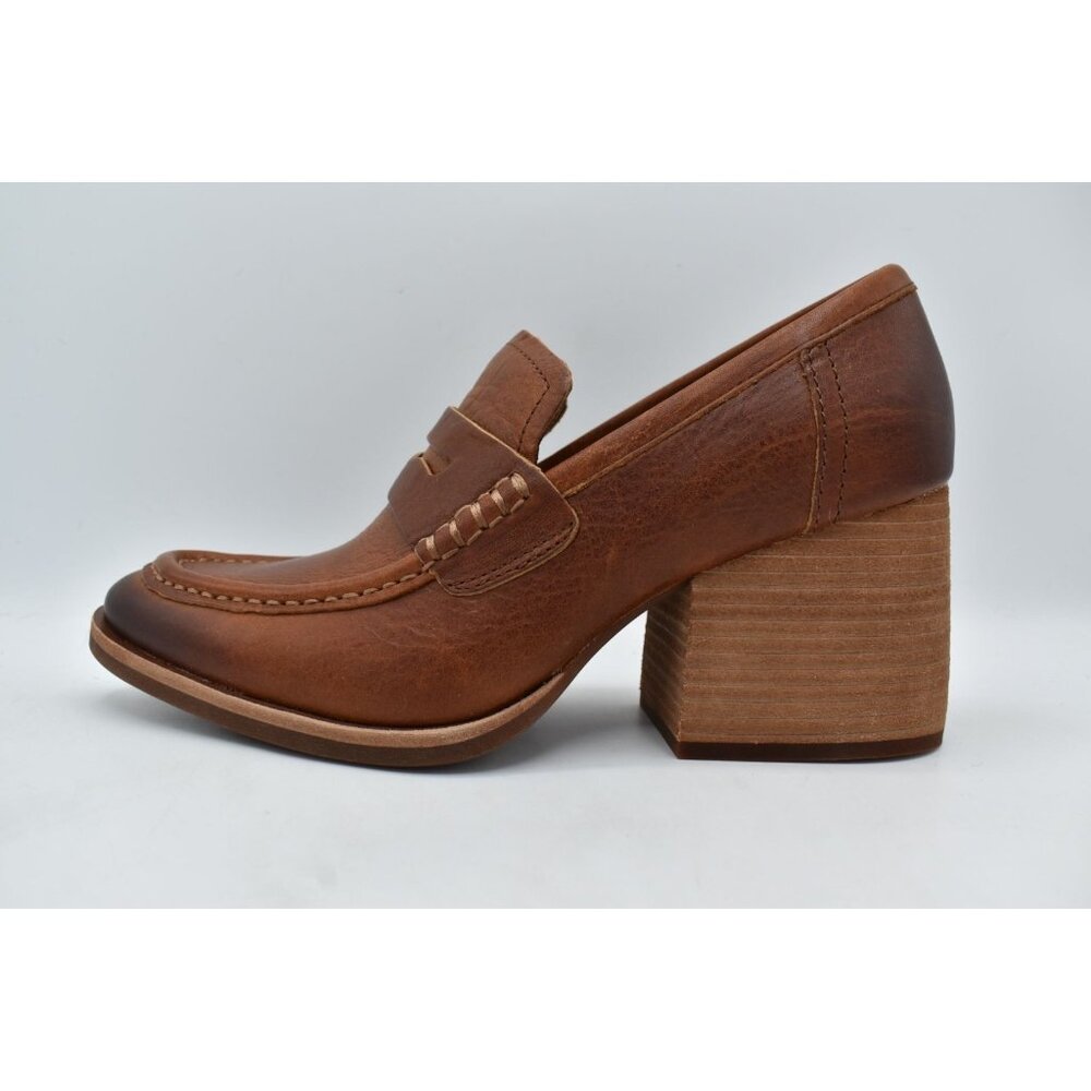 KorkEase Womens Size 11 Modeste Tan Leather Heeled Penny Loafers Pumps Shoes - Picture 6 of 13